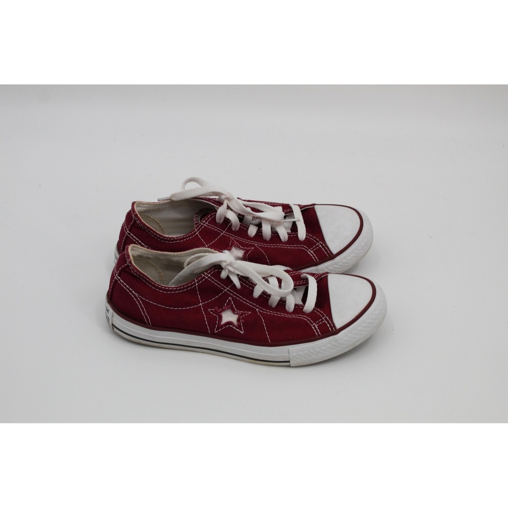 Converse One Star Womens 7 Burgundy Maroon Canvas Low Top Sneakers Star Cutout
